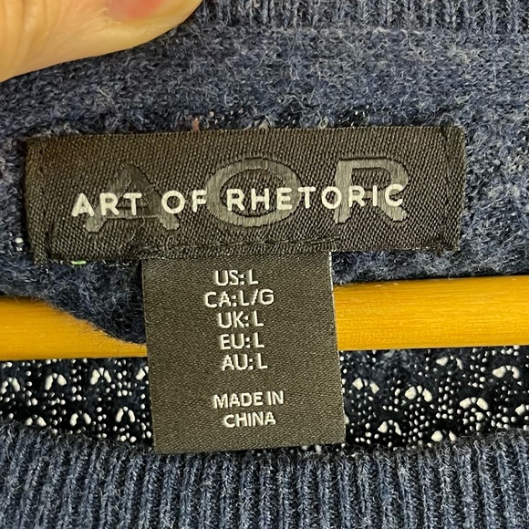 Art of Rhetoric Men's Navy Blue Large Knit Sweater - Picture 2 of 7